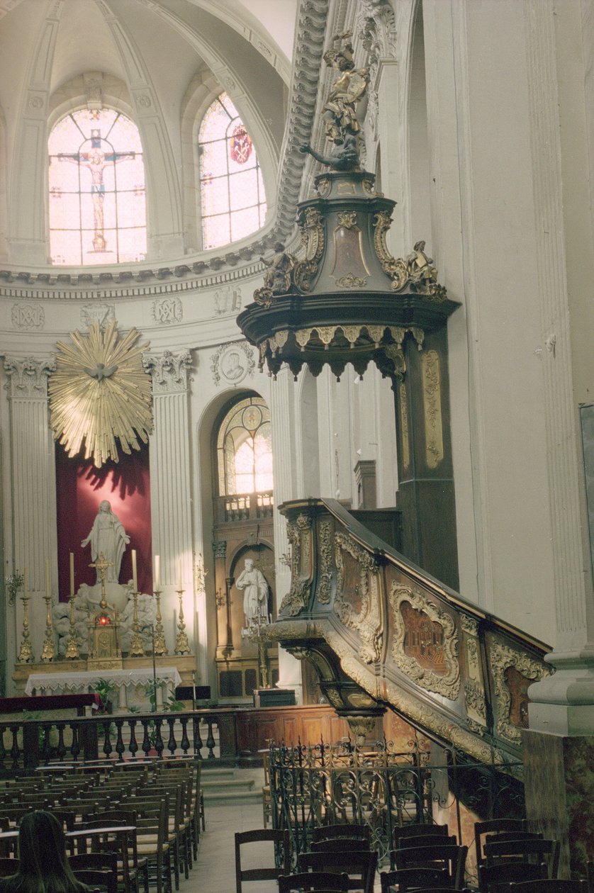 Ambona, zwana również Amboną Prawdy, 1749 (pozłacane, drewno i intarsja) (zob. również detale 252680 i 252681) autorstwa Bavarian school