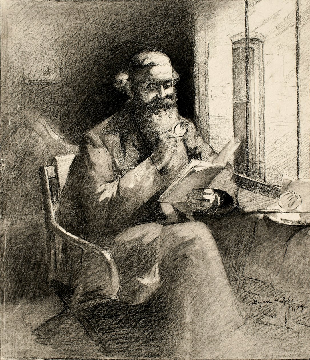 Dobra historia, 1889 (węgiel na kremowym papierze tkanym) autorstwa Bayard Henry Tyler