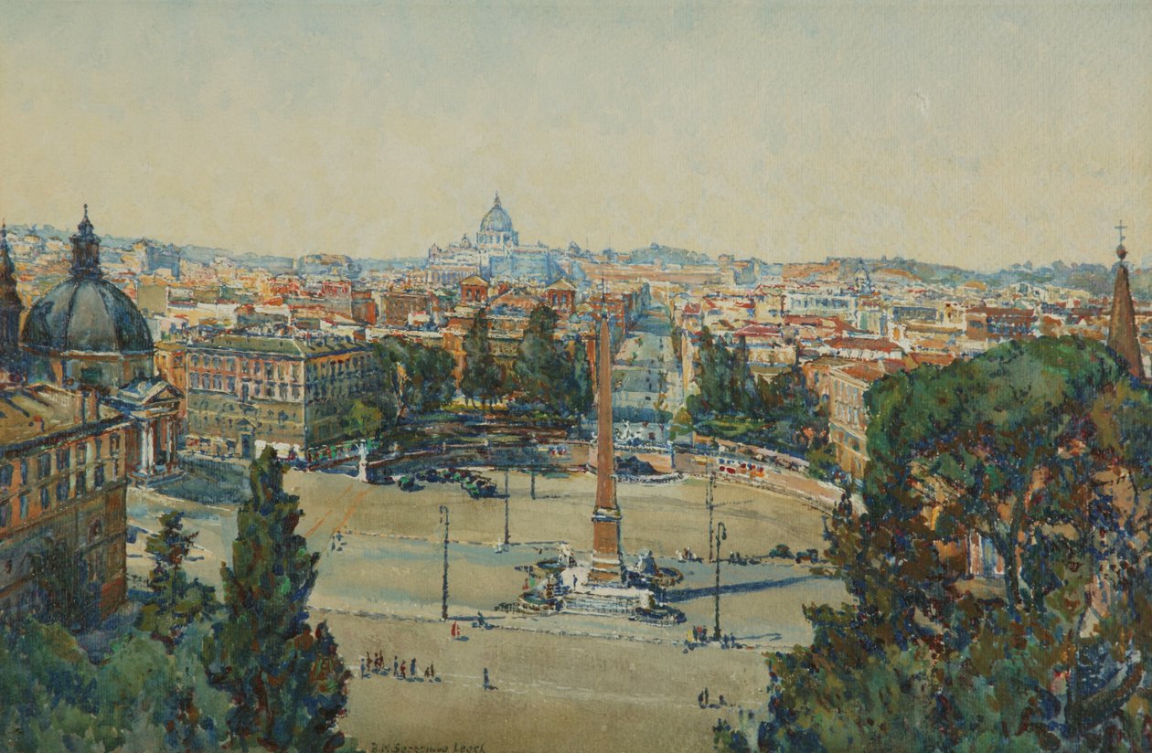 Rzym, od Pincio, Piazza Del Popolo autorstwa Beatrice Mary Seccombe Leech
