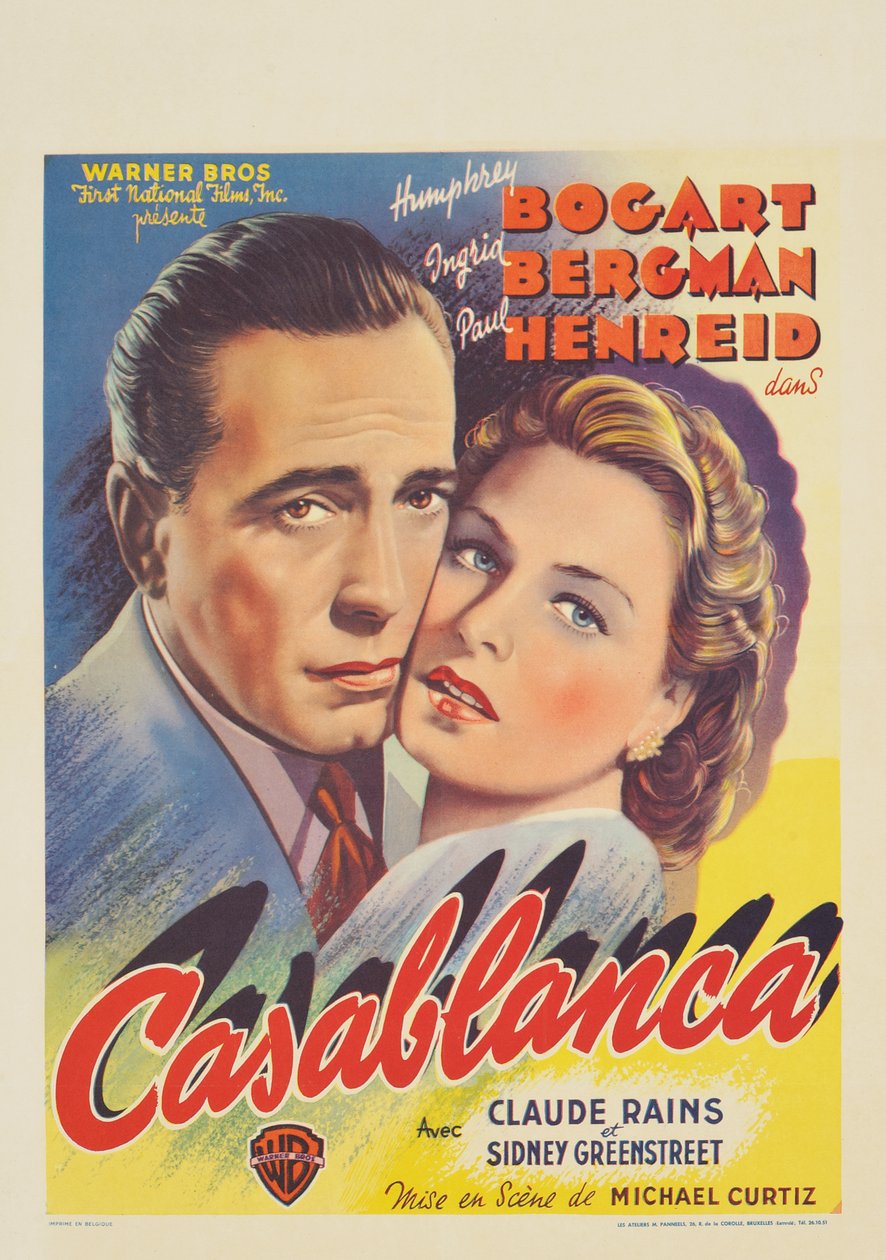 Belgijski plakat reklamujący film „Casablanca” autorstwa Belgian School