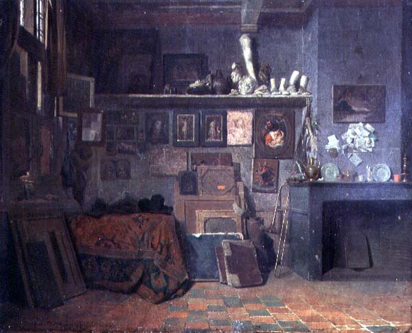 Wnętrze pracowni artysty, ok. 1870 (olej na płótnie) autorstwa Belgian School