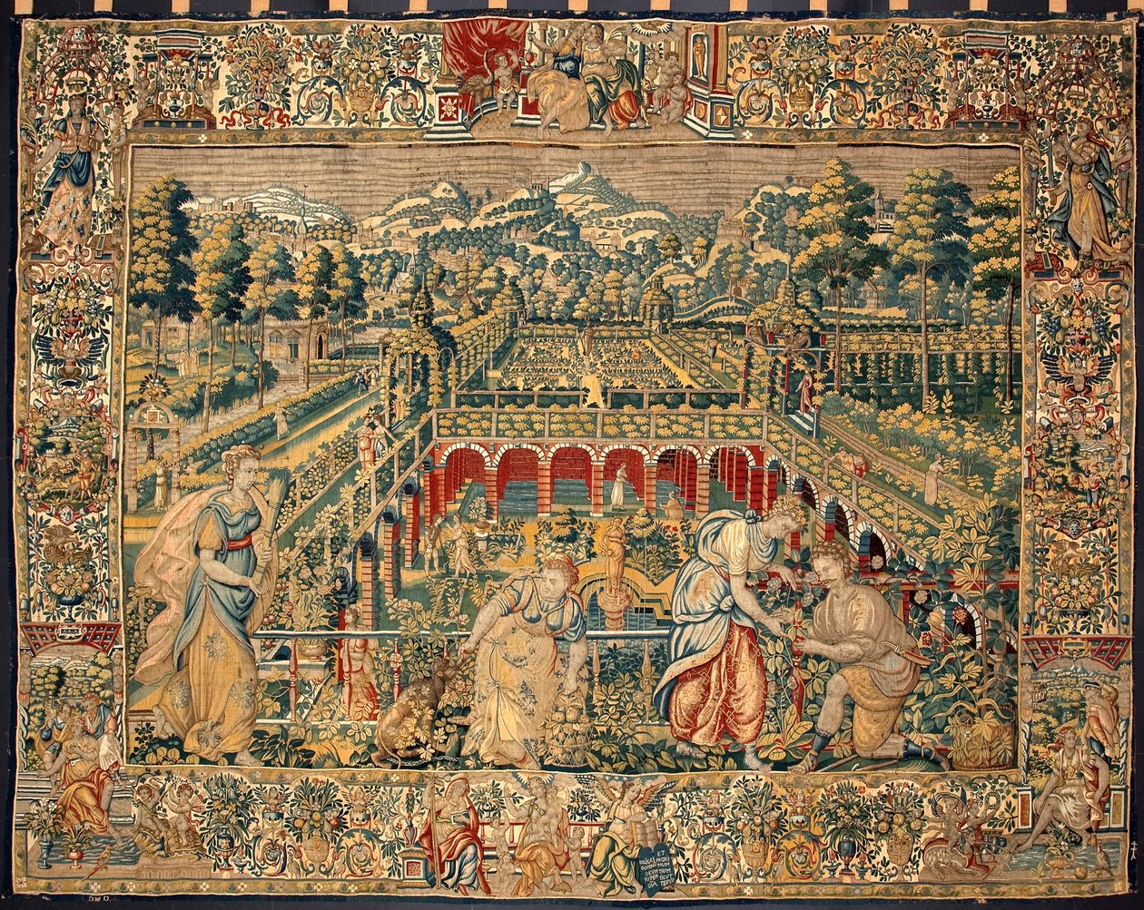 Scena zbioru owoców. Gobelin przedstawiający manufaktury w Brukseli. XVI wiek Genes, Musei di Strada Nuova autorstwa Belgian School