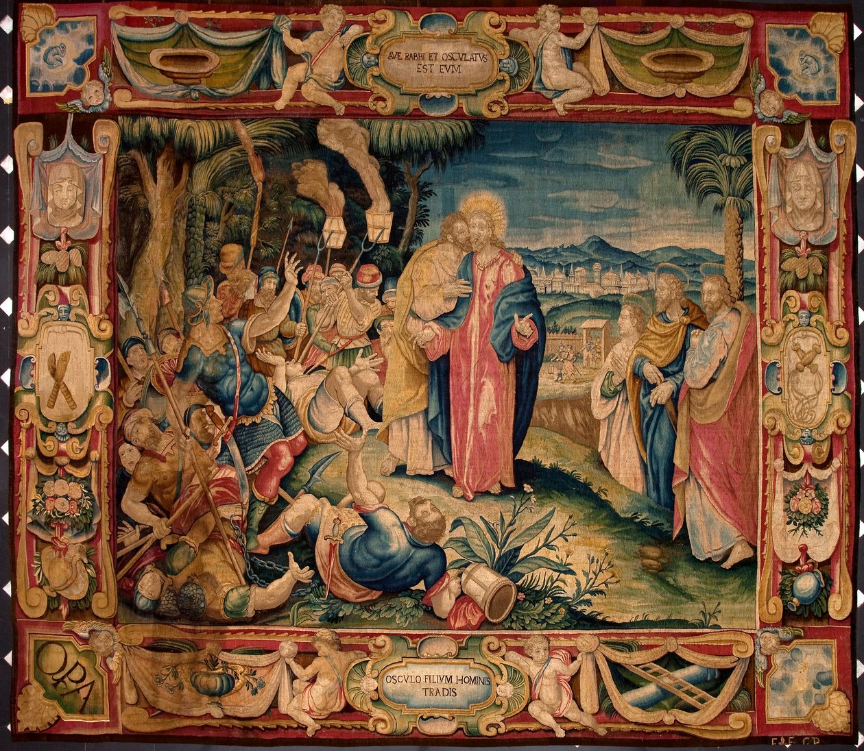 Pocałunek Judasza. Gobelin wykonany w manufakturze w Brukseli. XVI wiek Genes, Musei di Strada Nuova autorstwa Belgian School