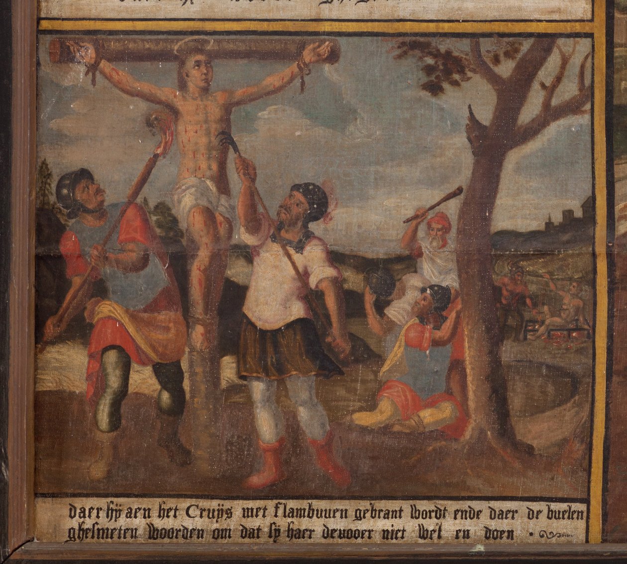 Maarke. Kaplica (Sint-Vincentiuskapel). wnętrze. Obraz. Męczennik świętego Wincentego. 19 wiek. Szczegół. autorstwa Belgian School