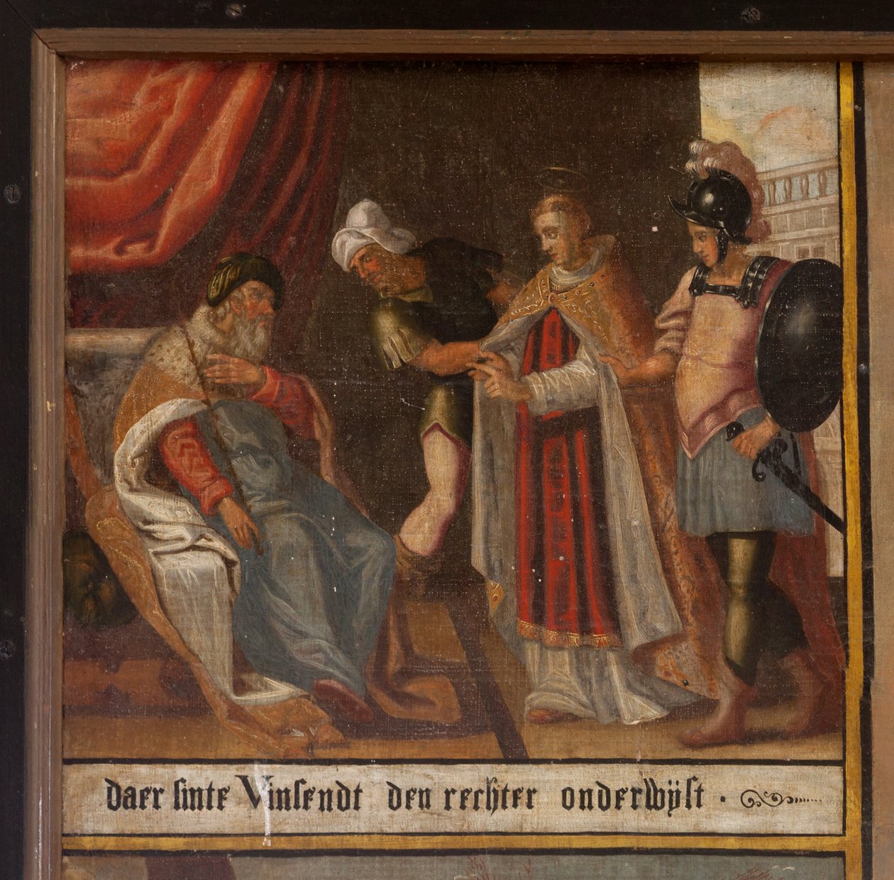 Maarke. Capela (Sint-Vincentiuskapel). interior. Pintura. O mártir de São Vicente. século 19. Detalhe. polimento autorstwa Belgian School