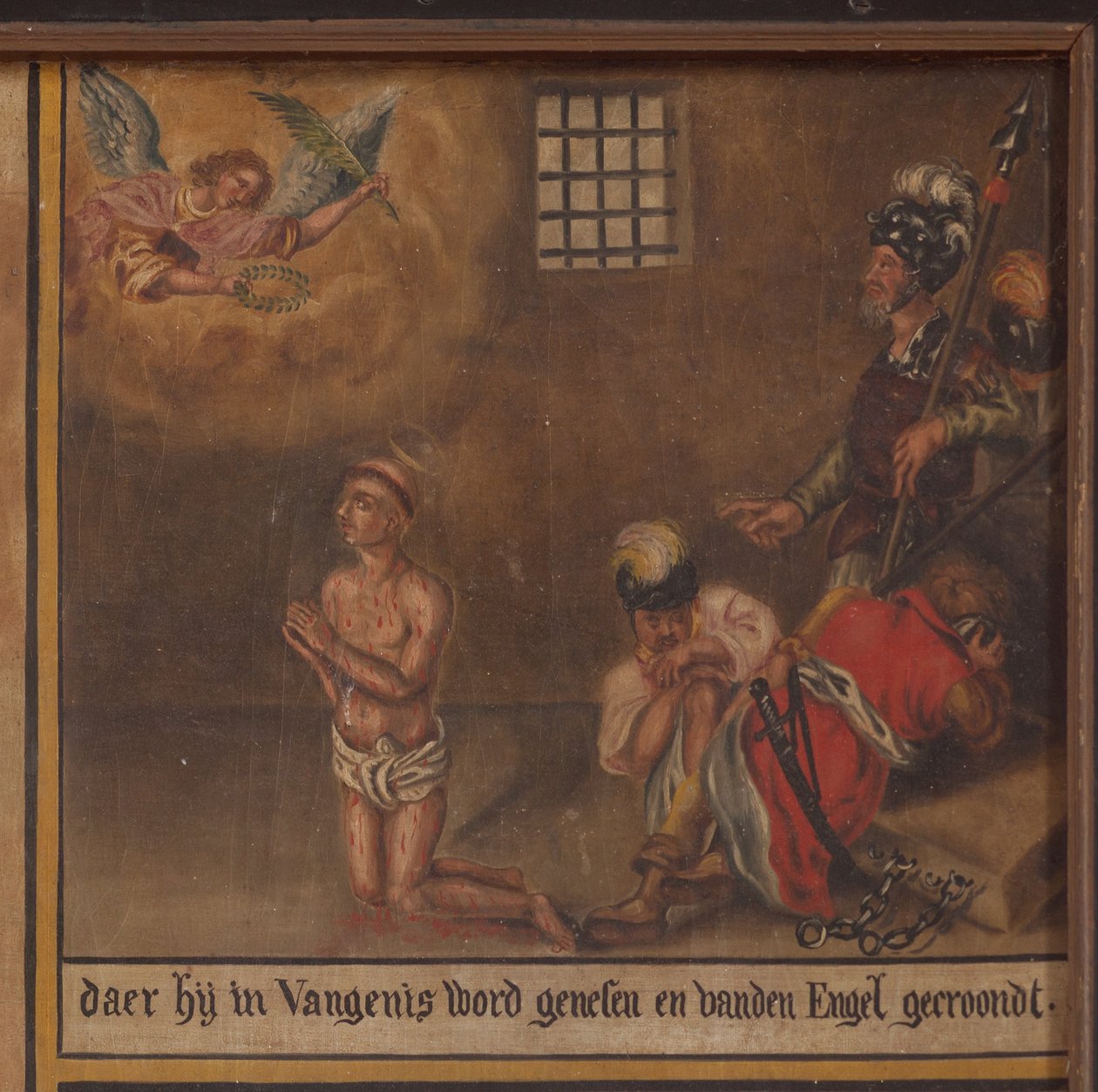 Maarke. Kaplica (Sint-Vincentiuskapel). wnętrze. Obraz. Męczennik świętego Wincentego. 19 wiek. Szczegół. autorstwa Belgian School