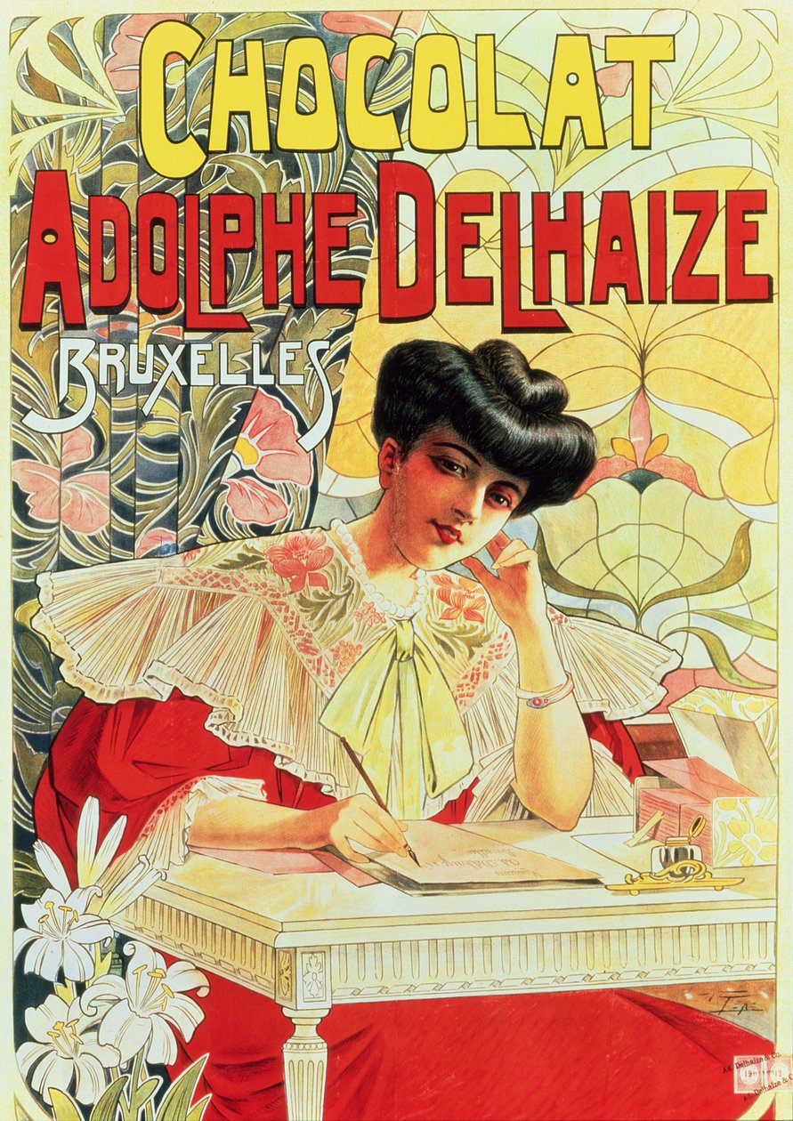 Plakat reklamujący czekoladę Adolphe Delhaize, ok. 1900 autorstwa Belgian School