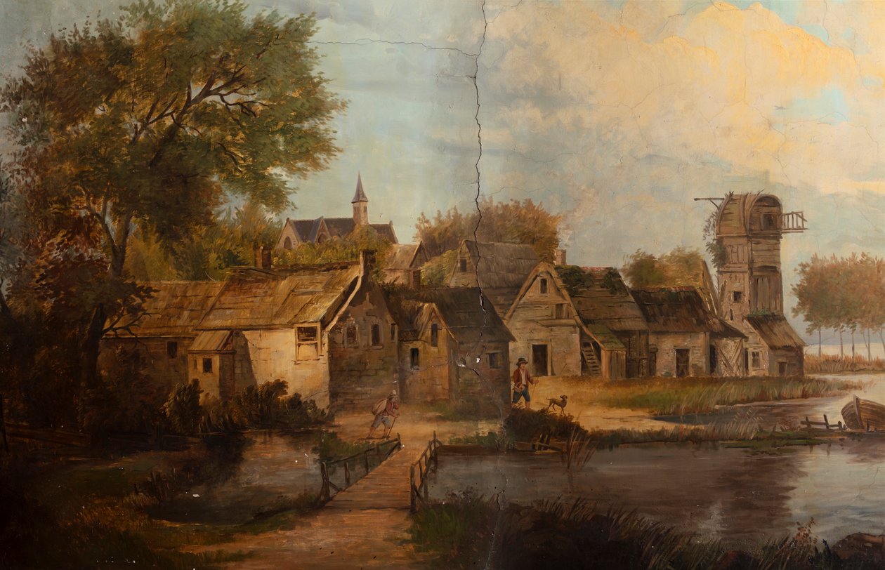 Drugie zaplecze z tyłu, sala posiedzeń, polichromie ze scenami wiejskimi w stylu klasycystycznym, prawdopodobnie z ok. 1810 r., scena 3 autorstwa Belgian School