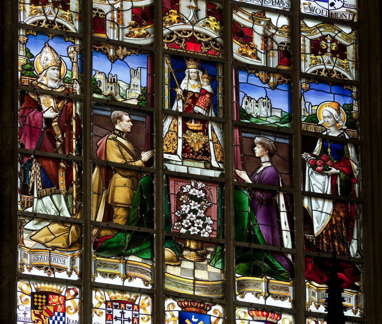 Witraż, kościół Matki Bożej Sablon autorstwa Belgian School