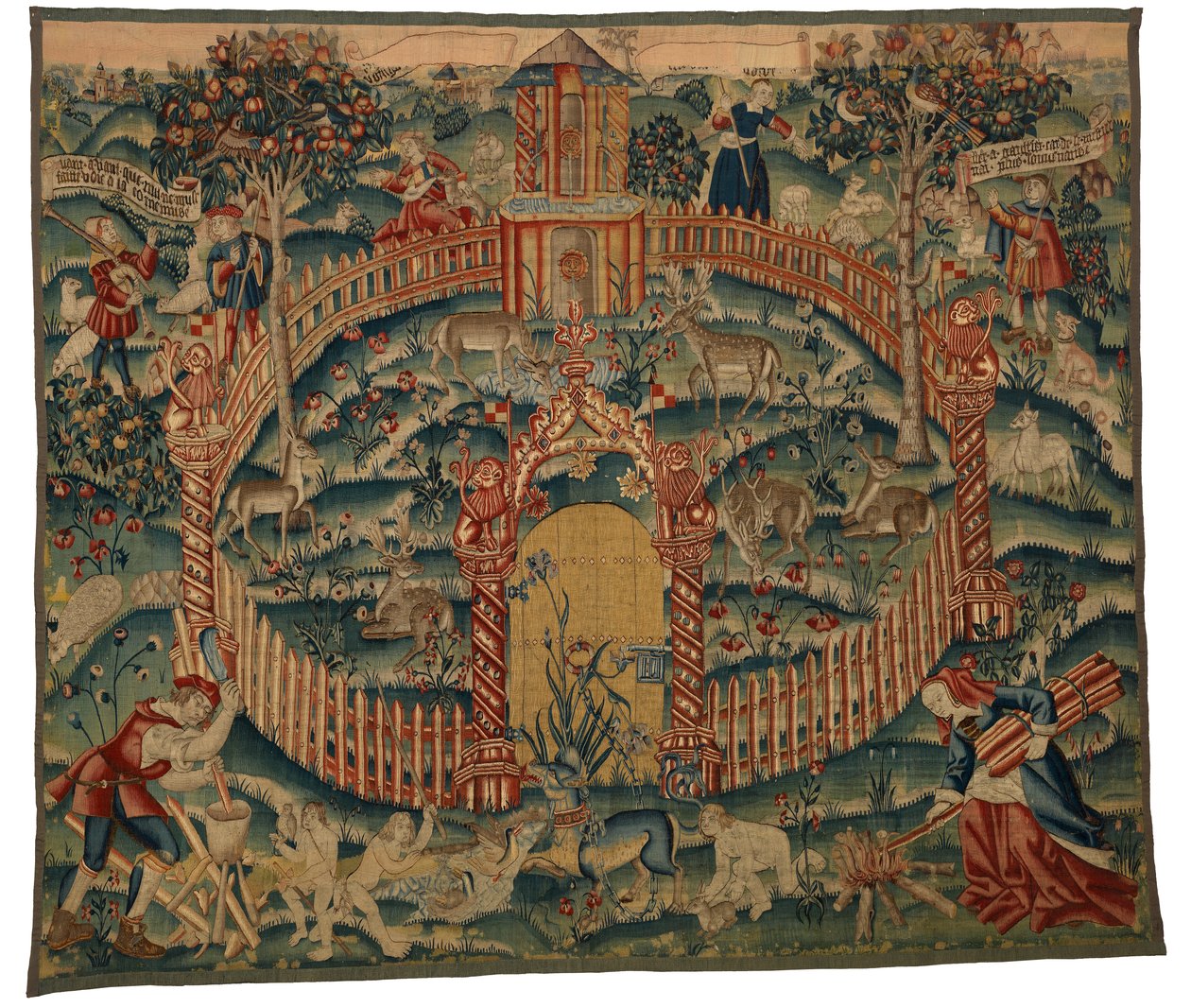 Gobelin, Park au Cerfs, wykonany w Tournai, Belgia, ok. 1500 r. (wełna) autorstwa Belgian School
