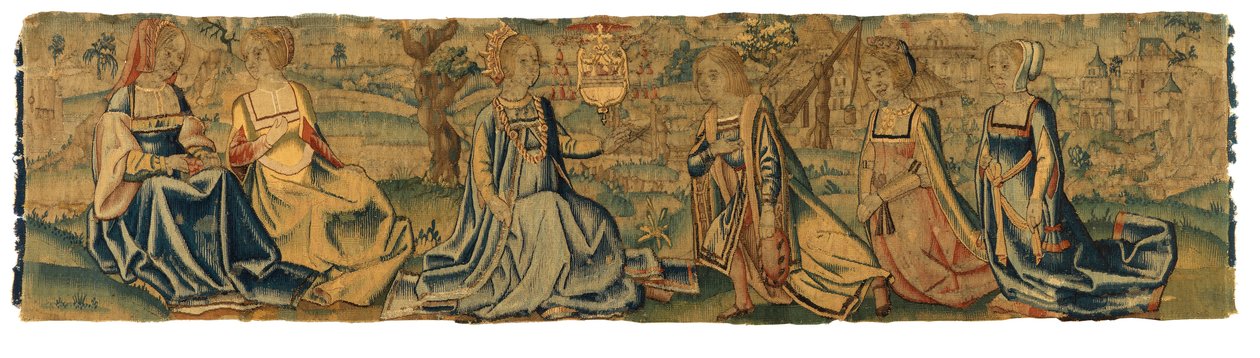 Gobelin, Księżniczka i jej zalotnik, prawdopodobnie z Brukseli (wełna i jedwab) autorstwa Belgian School