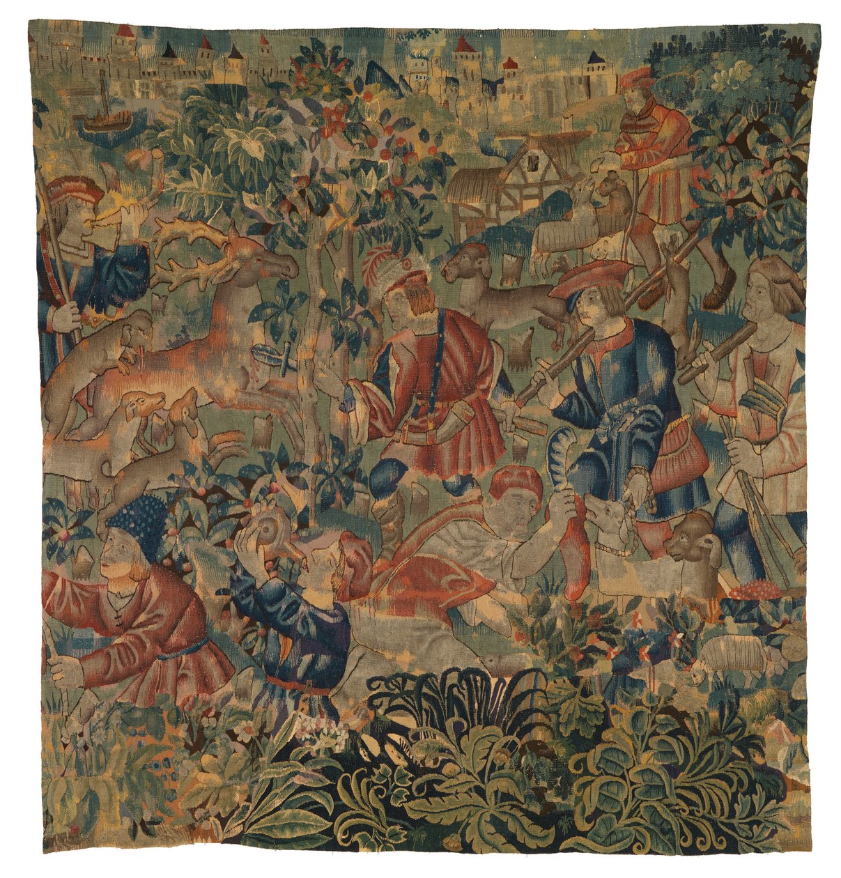 Gobelin przedstawiający sceny myśliwskie, prawdopodobnie z Tournai, ok. 1500 r. (wełna) autorstwa Belgian School