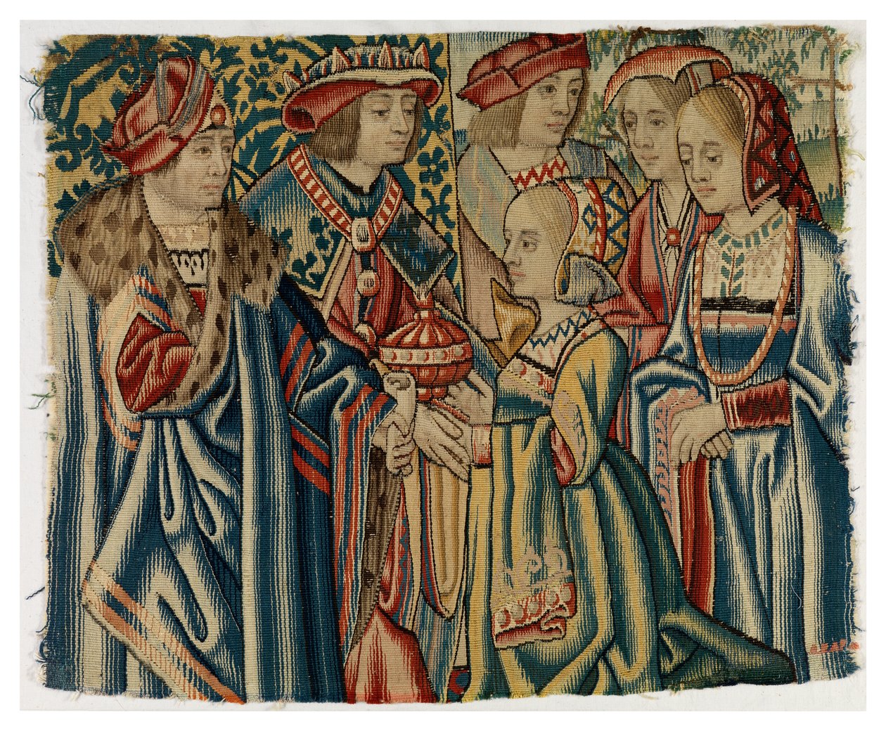 Fragment gobelinu przedstawiający Małżeństwo Ludwika XII z Joanną, córką Ludwika XI, z Brukseli autorstwa Belgian School