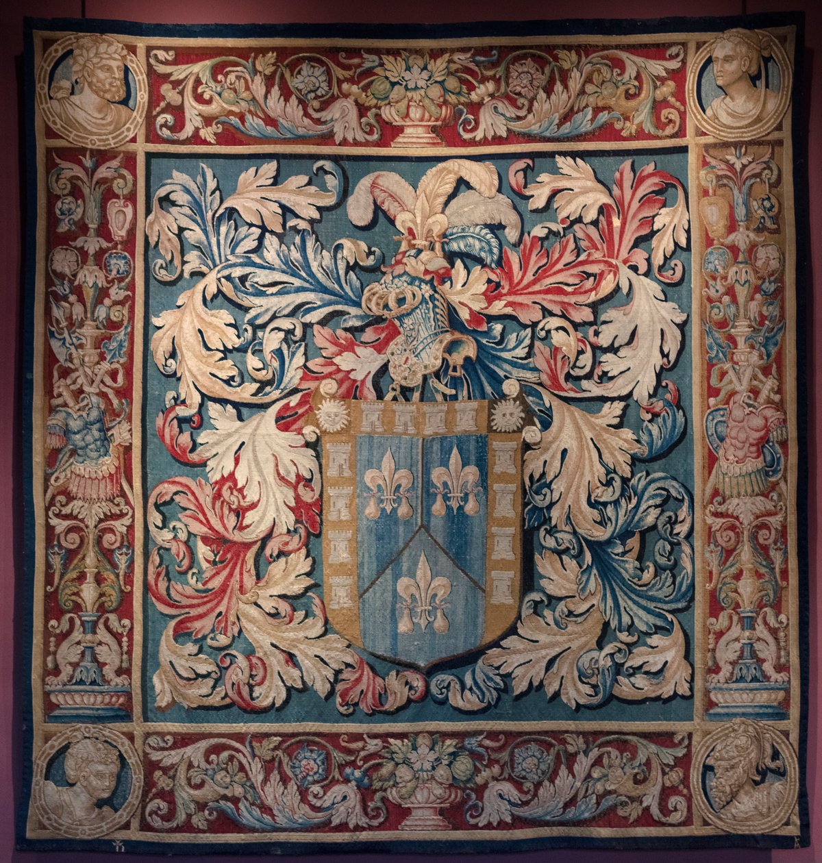 Gobelin z herbem rodziny De Nagera. Mistrz AL. Ca 1550 (gobelin) autorstwa Belgian School