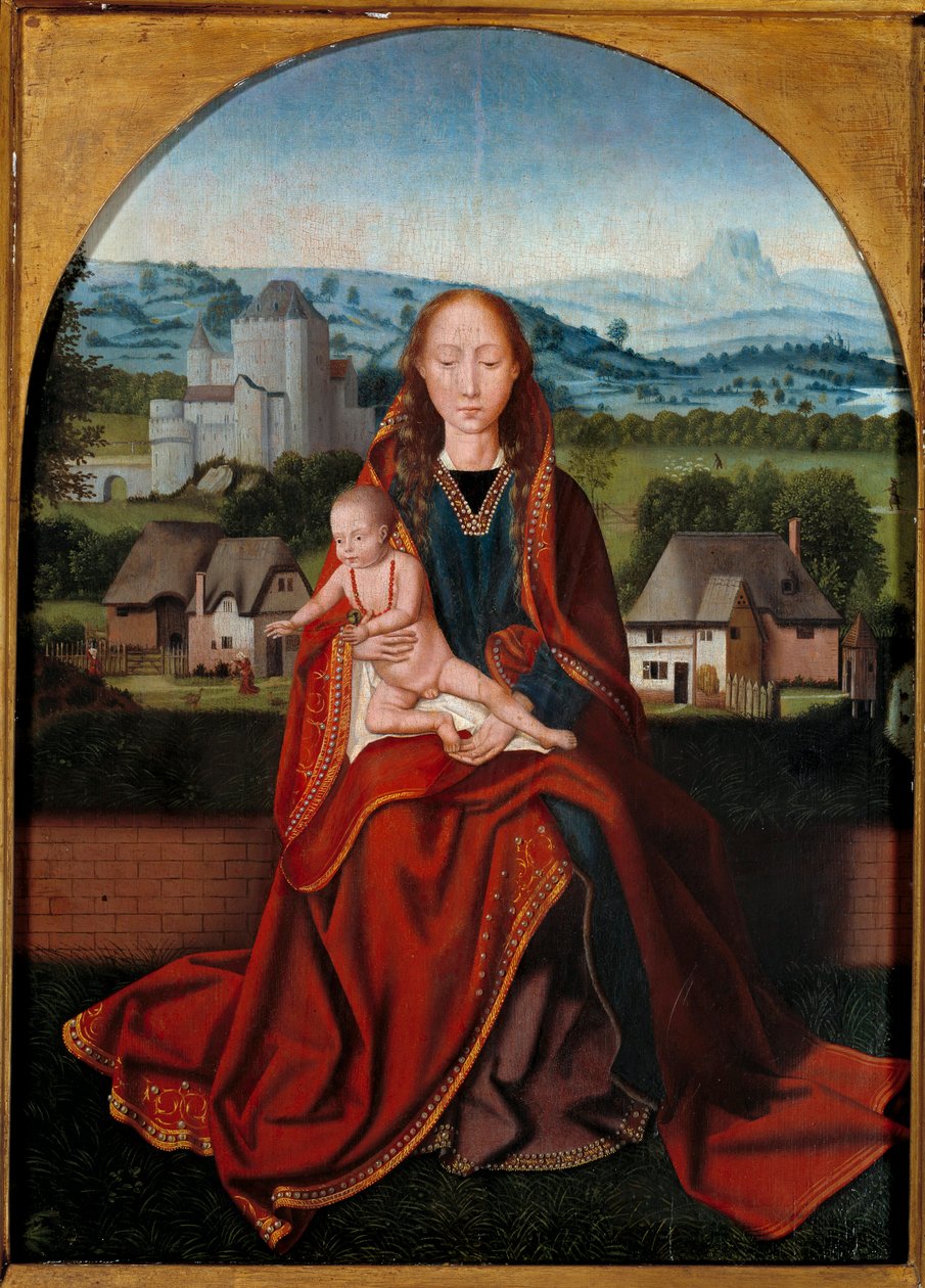 Obraz Matki Boskiej z Dzieciątkiem z XV-wiecznej szkoły antwerpskiej w Liege, Muzeum Sztuk Pięknych autorstwa Belgian School