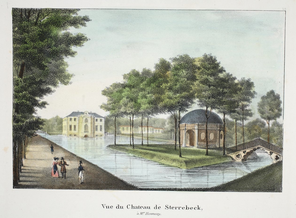Widok na Chateau de Sterrebeck, ok.1895 (fotochrom) autorstwa Belgian School