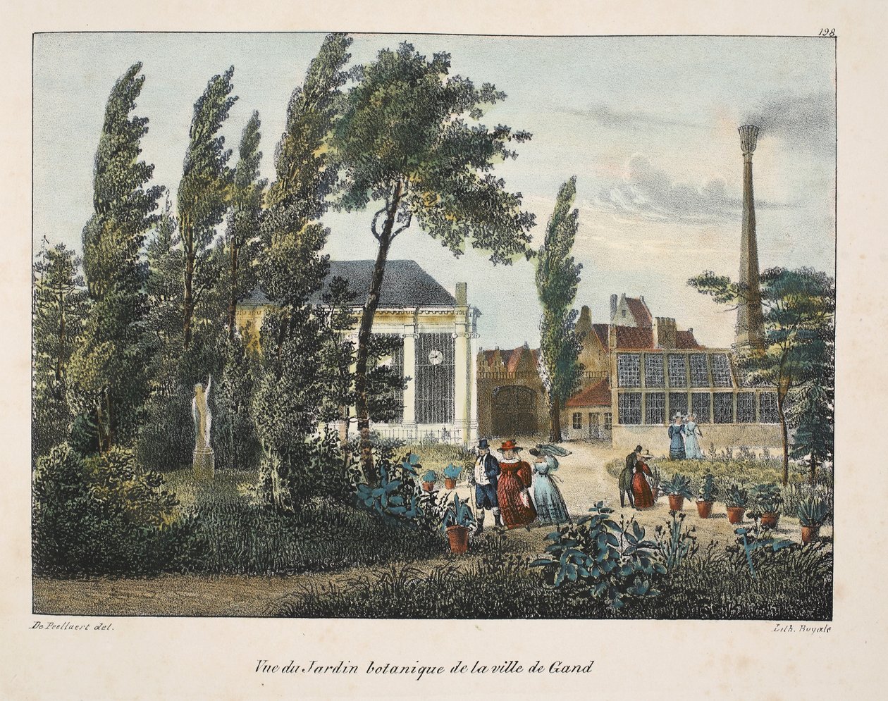 Widok na ogród botaniczny miasta Gandawa, ok.1895 (fotochrom) autorstwa Belgian School