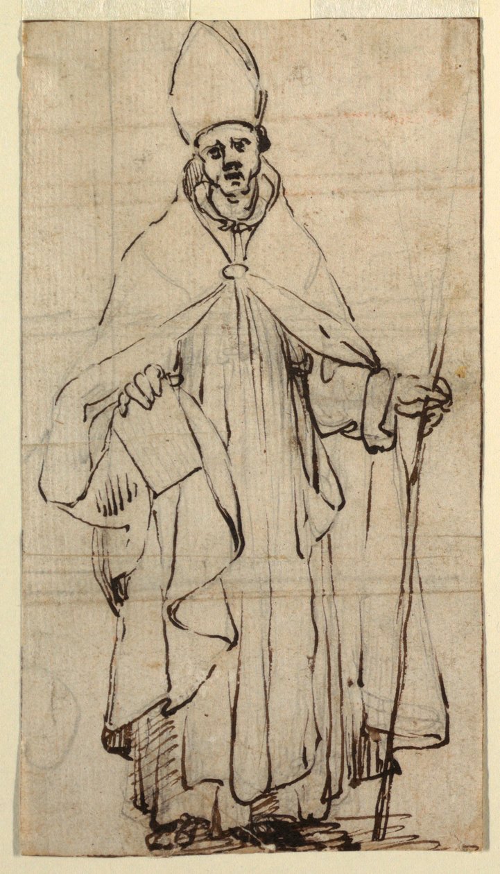 Rysunek przedstawiający stojącego biskupa, ok. 1620 r. autorstwa Belisario Corenzio
