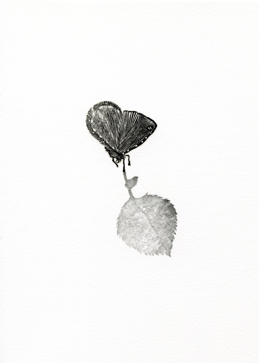 Suspens, 2014 (drzeworyt na papierze) autorstwa Bella Larsson