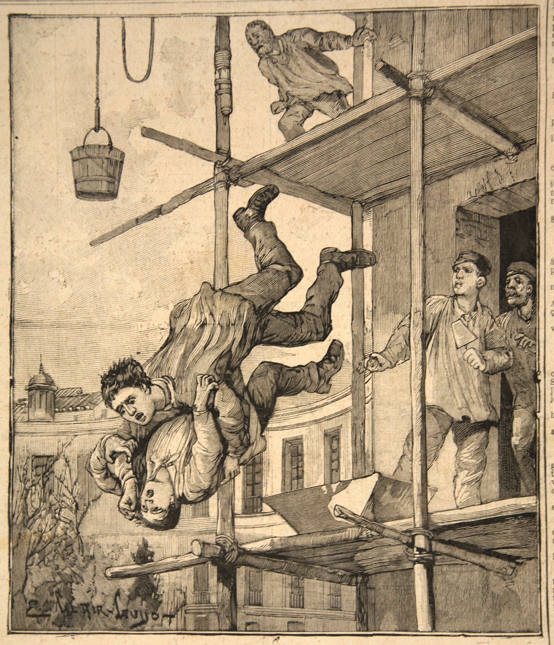 Dramat Tuluzy, z „Le Petit Parisien”, 1891 autorstwa Beltrand and Clair Guyot, E. Dete