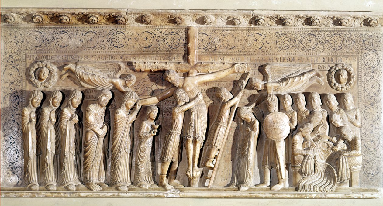 Płaskorzeźba przedstawiająca osadzanie, 1178 (marmur) autorstwa Benedetto Antelami