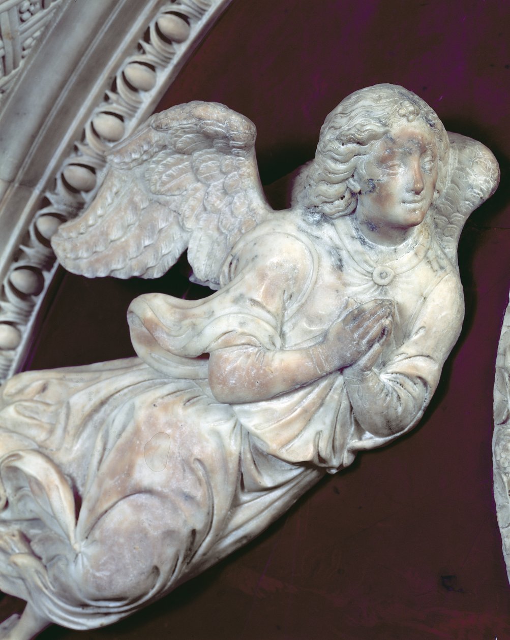 Grób Filippo Strozzi 1428-91 w kaplicy Strozzi, detal anioła, 1491-95 marmurowy detal z 208700 autorstwa Benedetto da Maiano