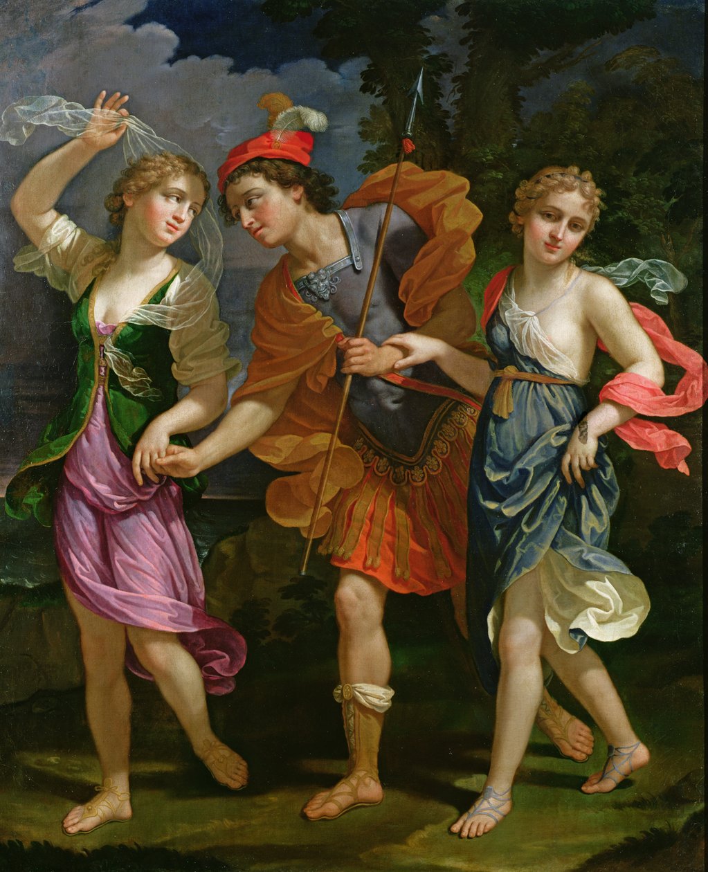 Tezeusz z Ariadną i Fedrą, córkami króla Minosa, 1702 autorstwa Benedetto the Younger Gennari