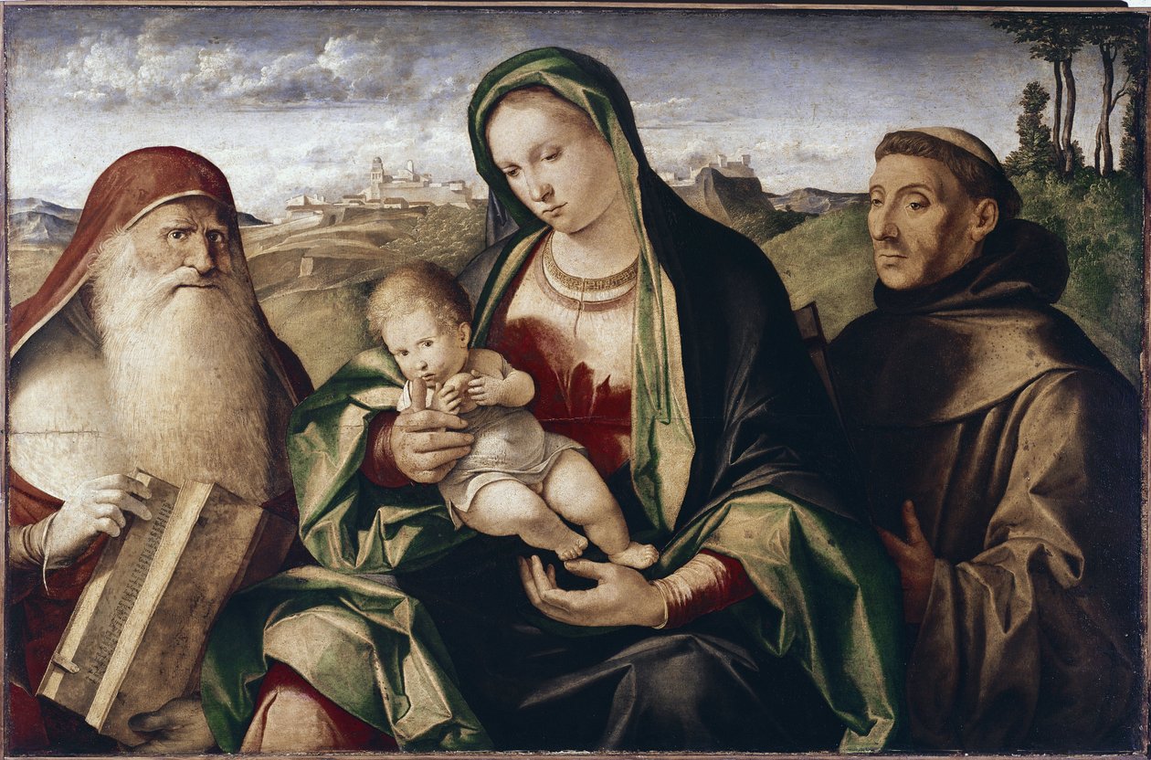 Madonna z Dzieciątkiem między świętymi Hieronima i Franciszkiem (olej na drewnie) autorstwa Benedetto (c.1460 1525) Diana