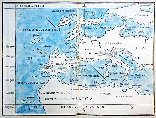 Mapa Europy i Afryki Północnej autorstwa Benedetto Bordone