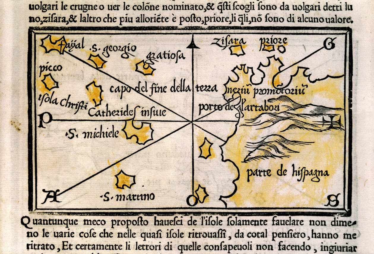Mapa archipelagu Azorów autorstwa Benedetto Bordone autorstwa Benedetto Bordone