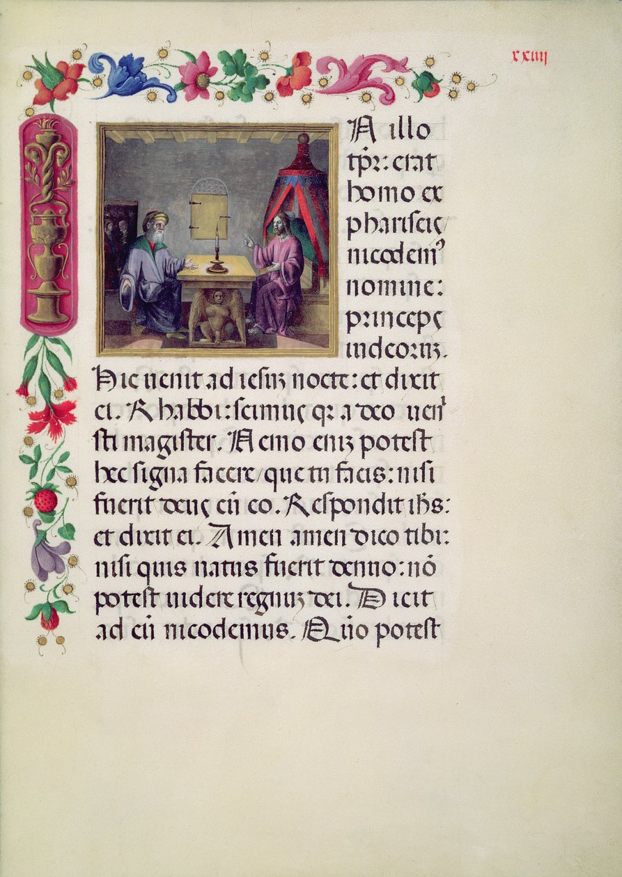 W.107 fol.24r Chrystus i Nikodem z Evangelarium Santa Giustina autorstwa Laurentiusa Gaziusa Cremonensisa, 1523-25 autorstwa Benedetto Bordone