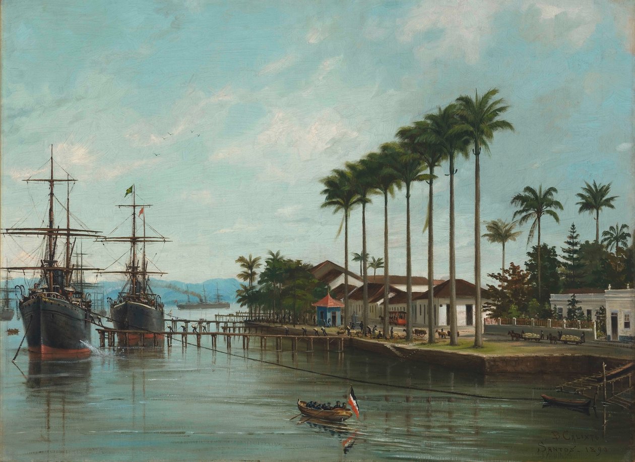 Benedito Calixto - Port Santos, SP (widoczny po prawej), 1890 r. autorstwa Benedito Calixto