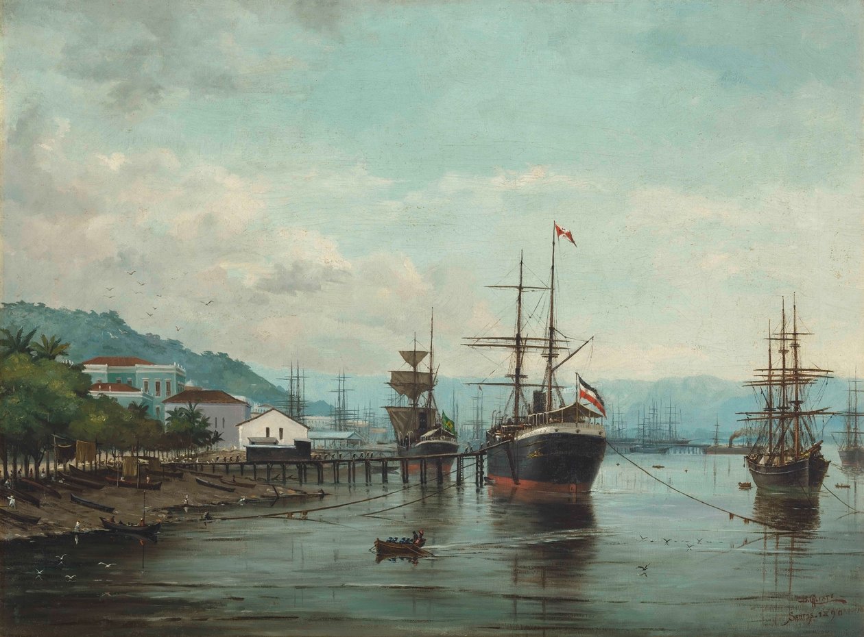 Benedito Calixto - Port Santos, SP (widoczny po lewej), 1890 r. autorstwa Benedito Calixto
