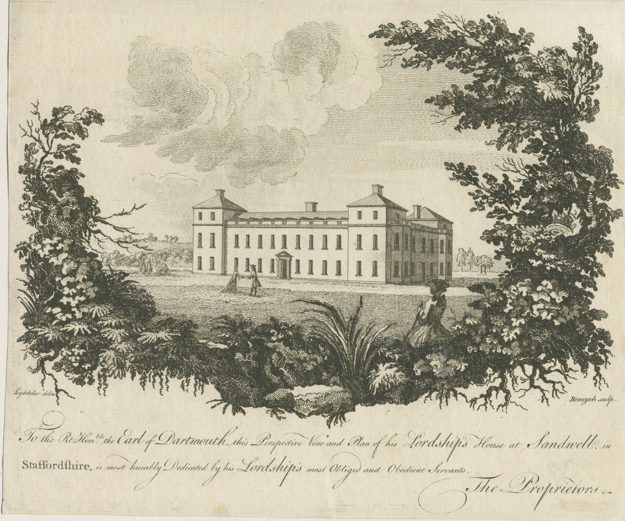 Sandwell Park - Hall: miedzioryt, bd [ok. 1770] autorstwa Benezech