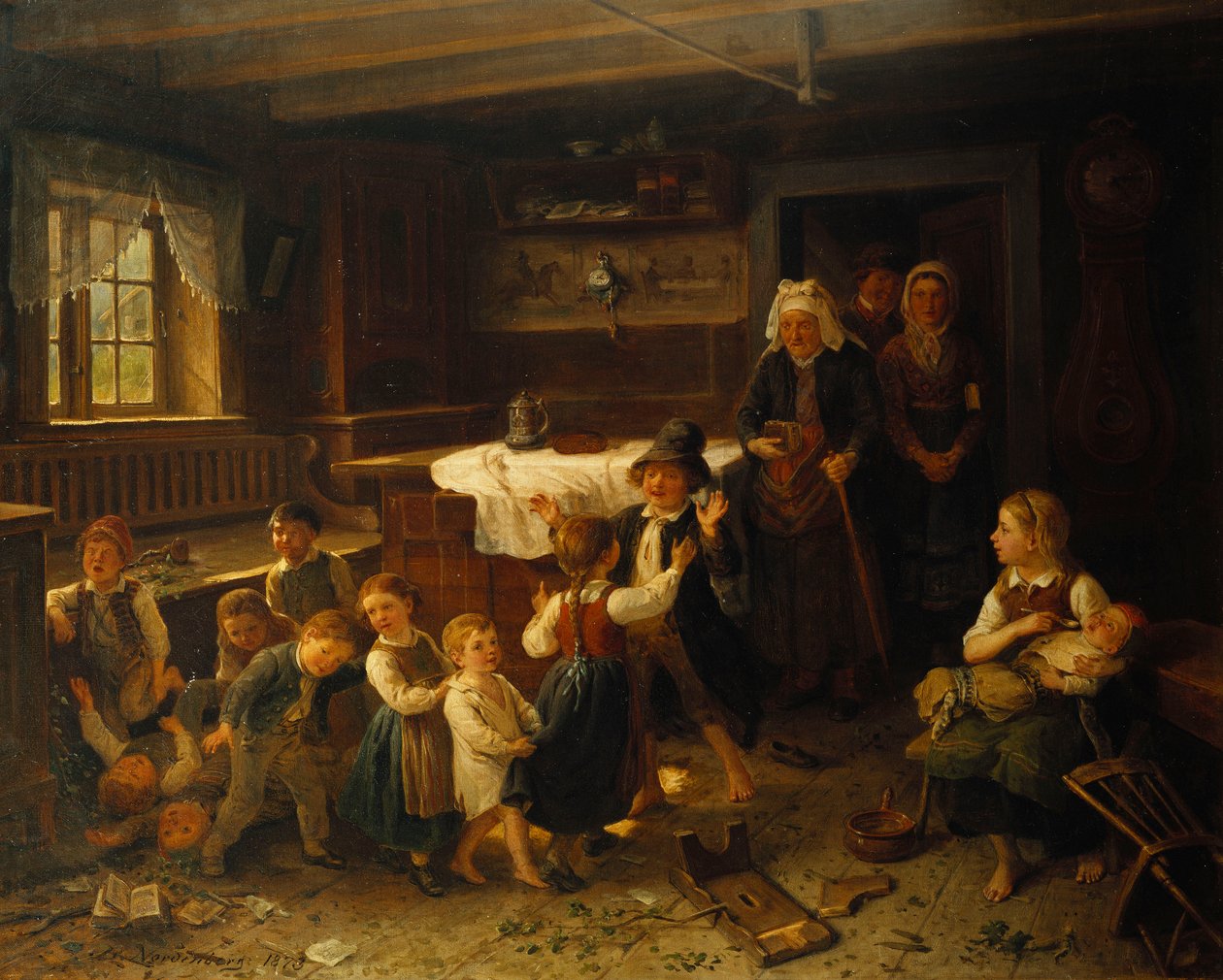 Dzieci bawiące się we wnętrzu, 1873 autorstwa Bengt Nordenberg