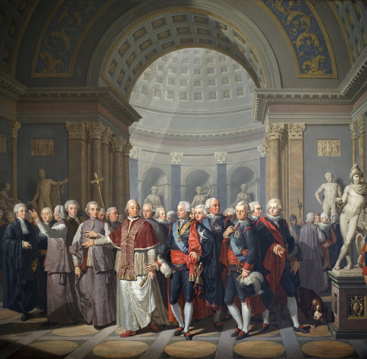 Gustaw III Szwecji (1746-1792) z papieżem Piusem VI (Gianangel, hrabia Braschi autorstwa Benigne Gagneraux