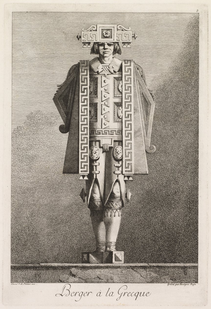 Grecka maskarada: Shepherd a la Grecque Plate 5, 1771. autorstwa Benigno Bossi