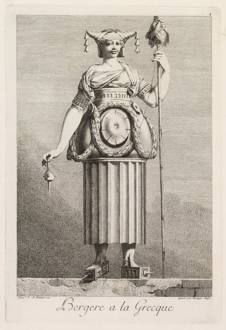 Maskarada à la Grecque: Pasterka à la Grecque Plate 4, 1771. autorstwa Benigno Bossi