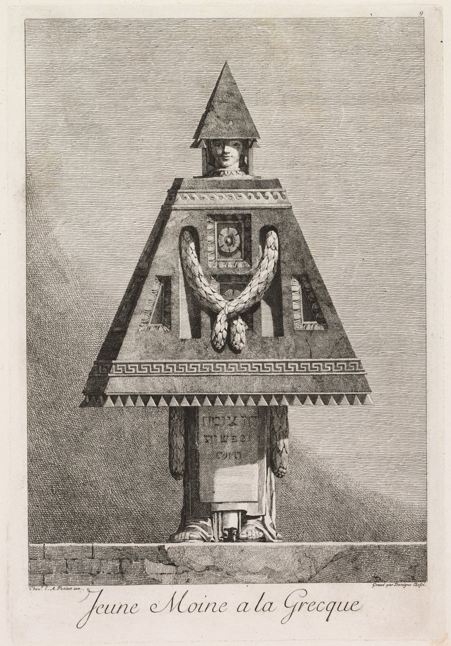 Maskarada à la Grecque: Płyta Młodego Mnicha à la Grecque 9, 1771. autorstwa Benigno Bossi
