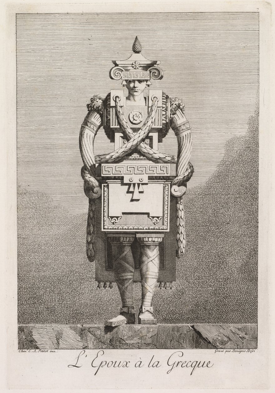 Maskarada à la Grecque: Oblubieniec à la Grecque Płyta 7, 1771. autorstwa Benigno Bossi