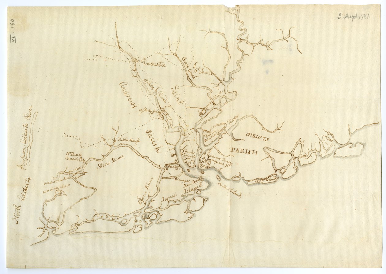 Mapa Charleston w Południowej Karolinie, 3 sierpnia 1781 r. autorstwa Benjamin Lincoln