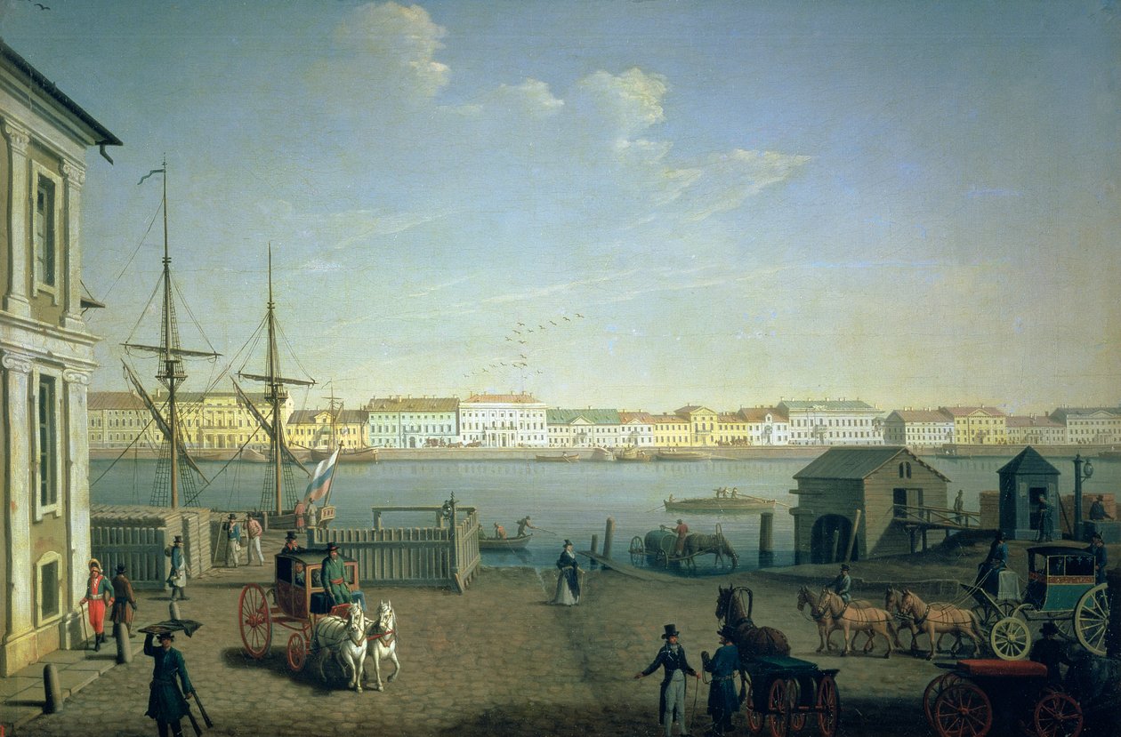 Ulica English Shore w Sankt Petersburgu, lata 90-te XVII w. autorstwa Benjamin Patersson