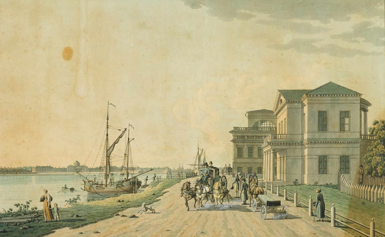 Pałac cesarski Taurydów i okolice, Petersburg, 1799 (rycina z wc) autorstwa Benjamin Patersson