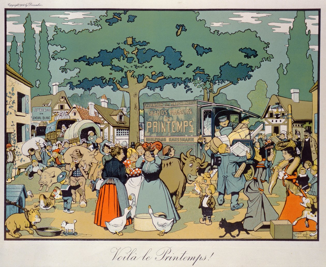 Plakat reklamujący usługę dostawy "Le Printemps", 1904 r. autorstwa Benjamin Rabier