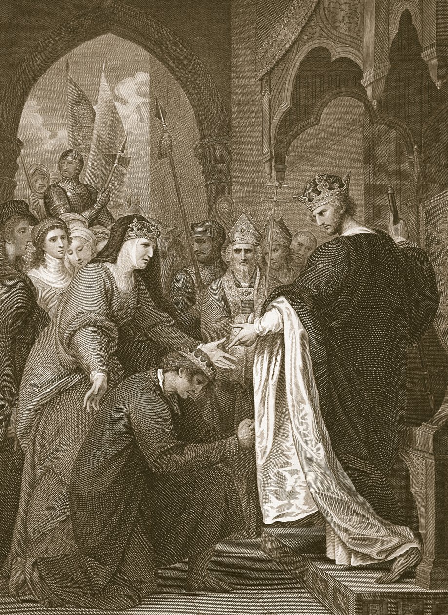 Podanie P. Jana do Ryszarda I, rycina J. Stow, ilustracja z "Historii Anglii" Davida Hume