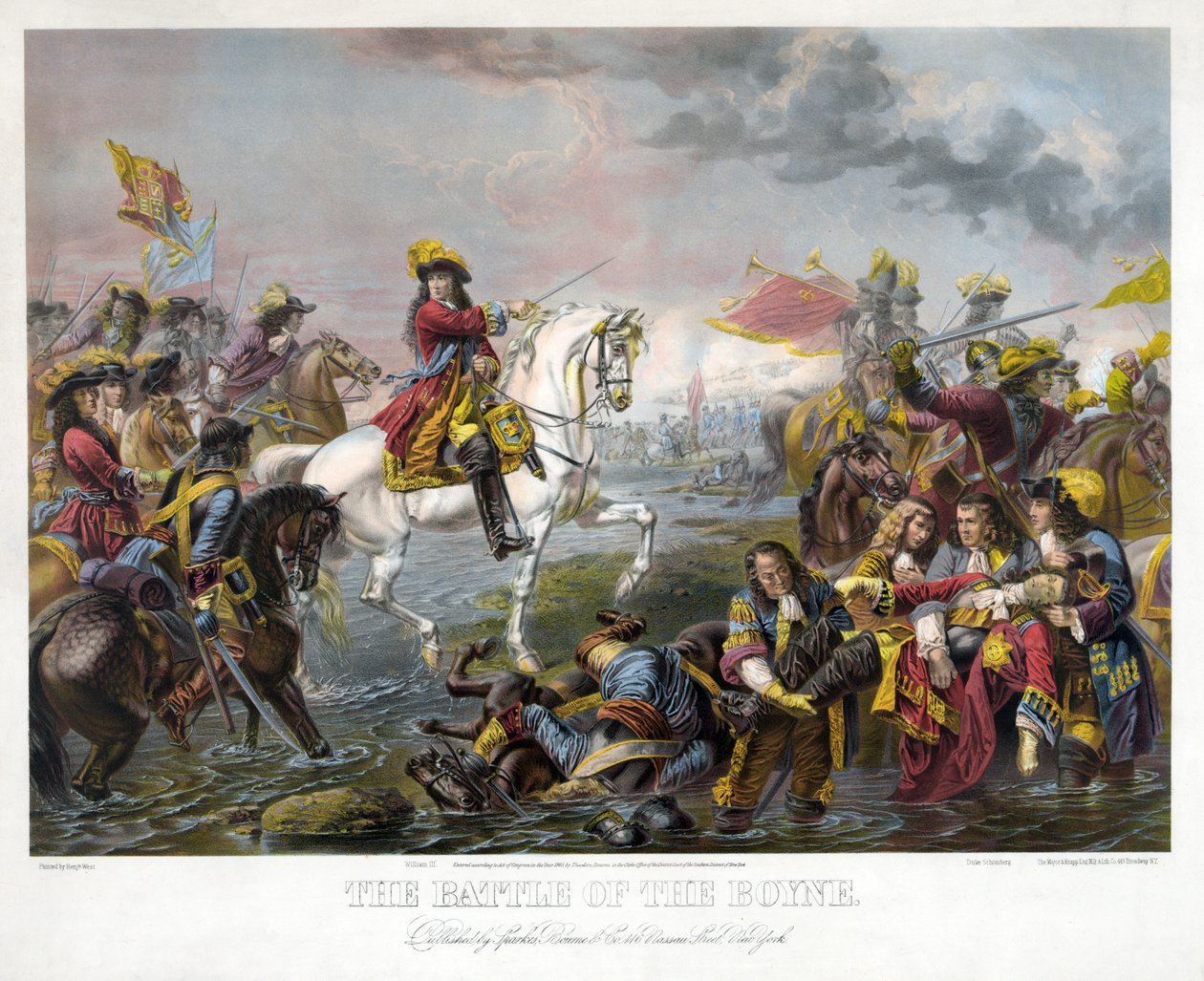 Bitwa pod Boyne, wyd. 1865 autorstwa Benjamin West