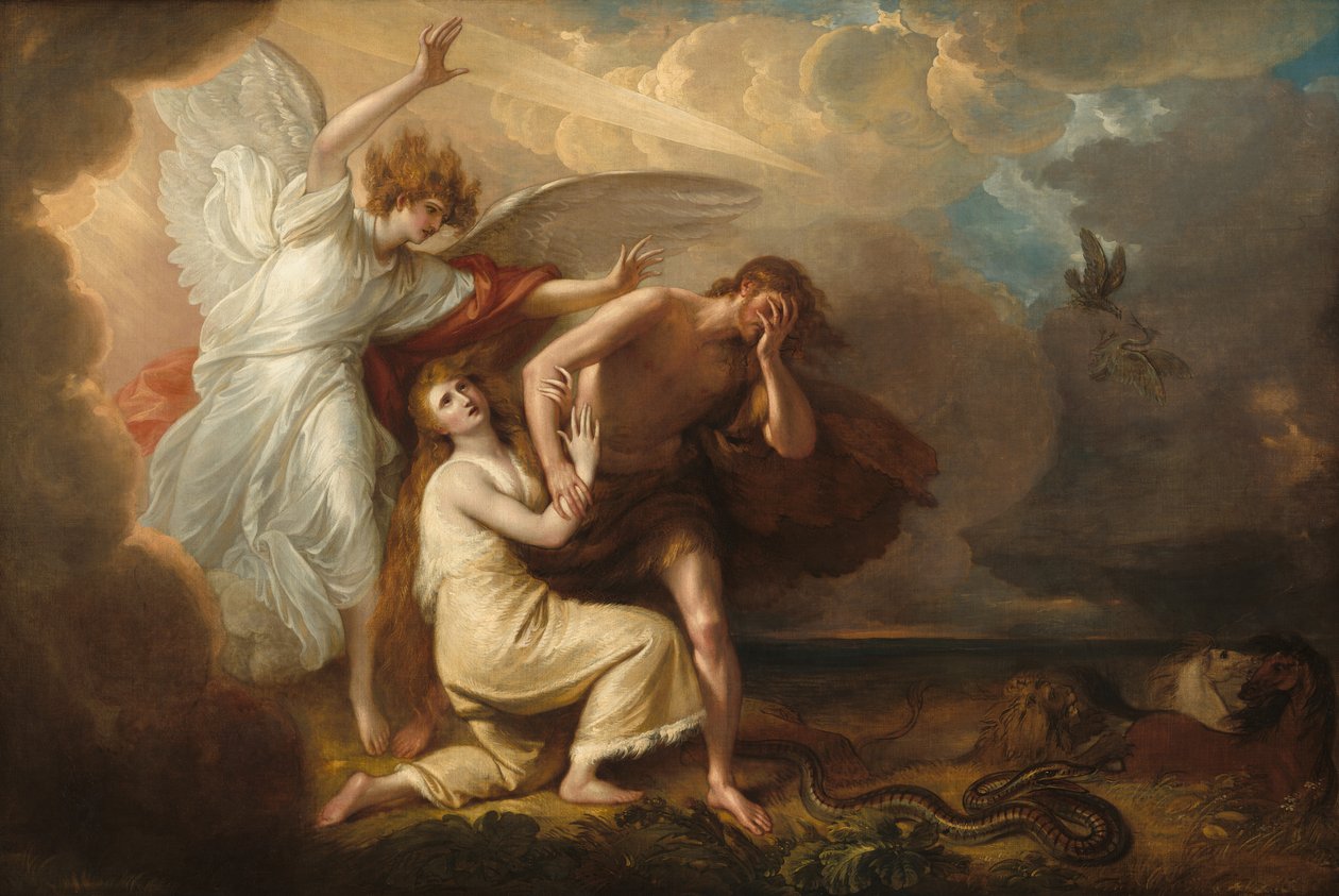 Wypędzenie Adama i Ewy z raju autorstwa Benjamin West