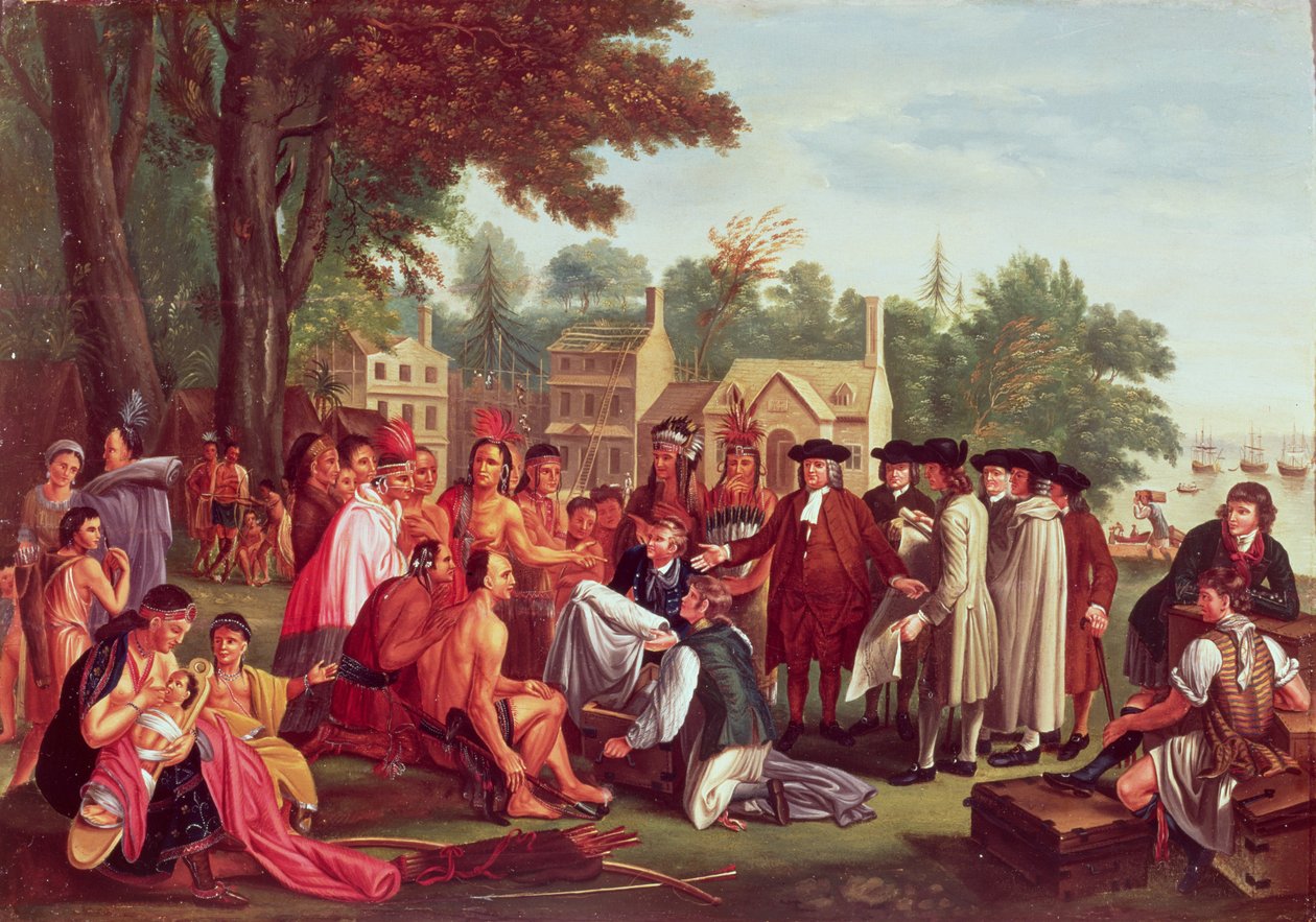 Traktat Williama Penna z Indianami w 1683 r autorstwa Benjamin West