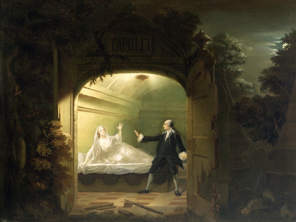 David Garrick (1717-79) i George Anne Bellamy (c.1727-88) w Romeo i Julii, 1753 autorstwa Benjamin Wilson