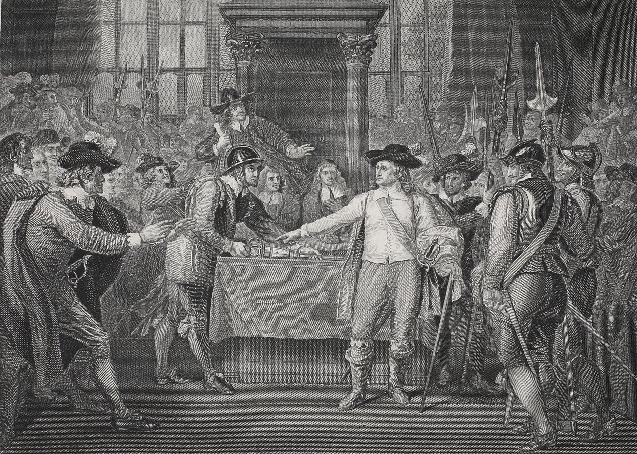 Oliver Cromwell rozwiązuje Długi Parlament autorstwa Benjamin (after) West